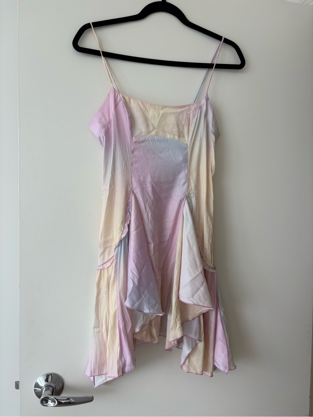 Free People Pastel Ombre Handkerchief Mini Dress - Pink, Lavender, Cream